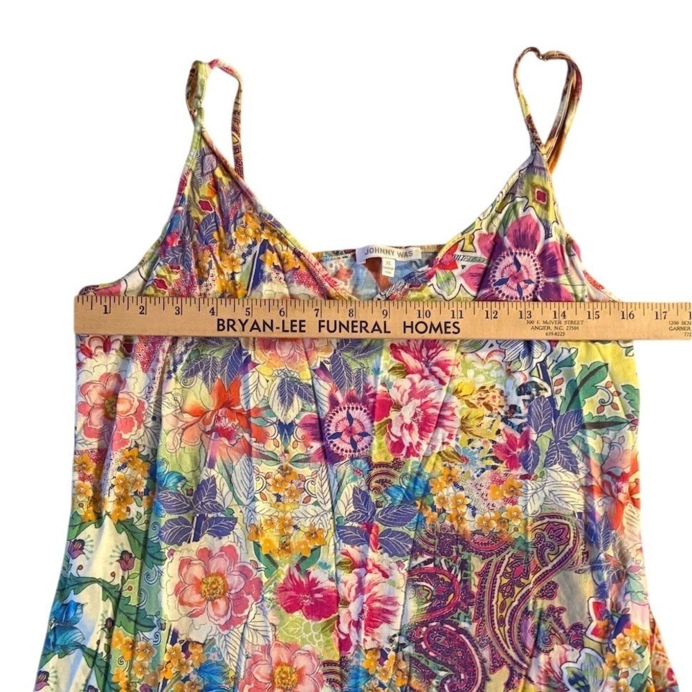 Johnny Was Talavera slip Dress Womens XL Floral Cami Boho V-Neck patchwork gown - Picture 5 of 7